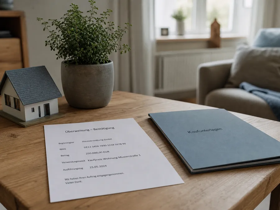 Abgeschlossene Finanzierungsunterlagen ruhig auf einem Tisch, Sinnbild für die bewusste Entscheidung zur Volltilgung